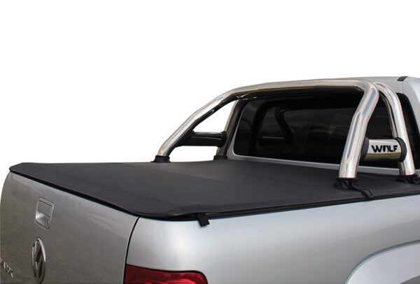 VW Amarok polished stainless steel sports bar with extended oval side tubes fitted on VW Amarok 2017 to 2022