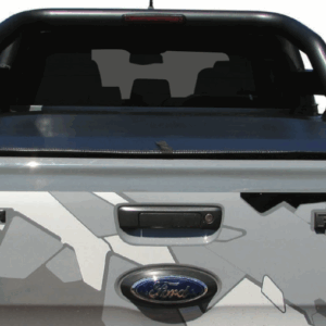 Ford Raptor with vinyl tonneau cover fitted over the load bed area.