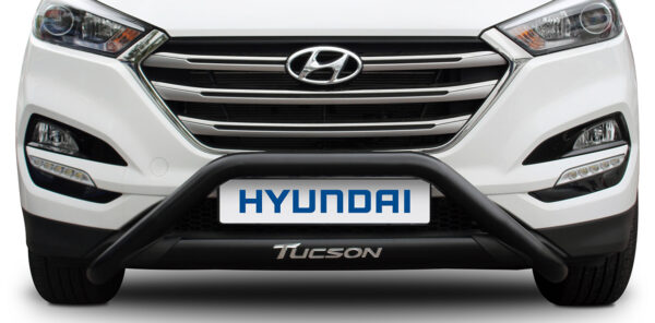 Hyundai Tucson black oval stainless steel nudge bar for models 2016 to 2018