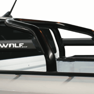 VW Amarok V2 double cab black stainless steel sports bar with branded oval side tubes (2023)