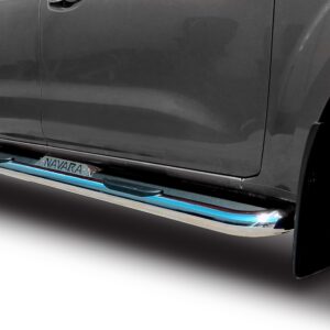 Nissan Navara polished stainless steel double cab side steps (MY2017, fits current Navara)